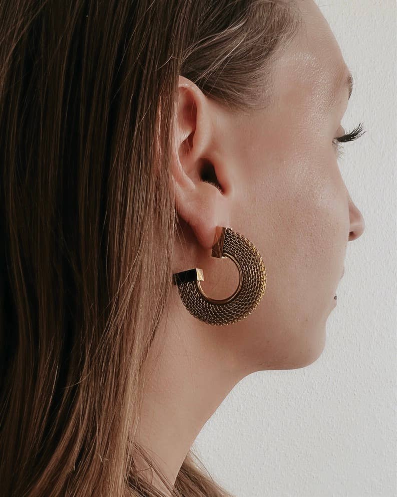 Earth Gold Mesh Hoop Earrings