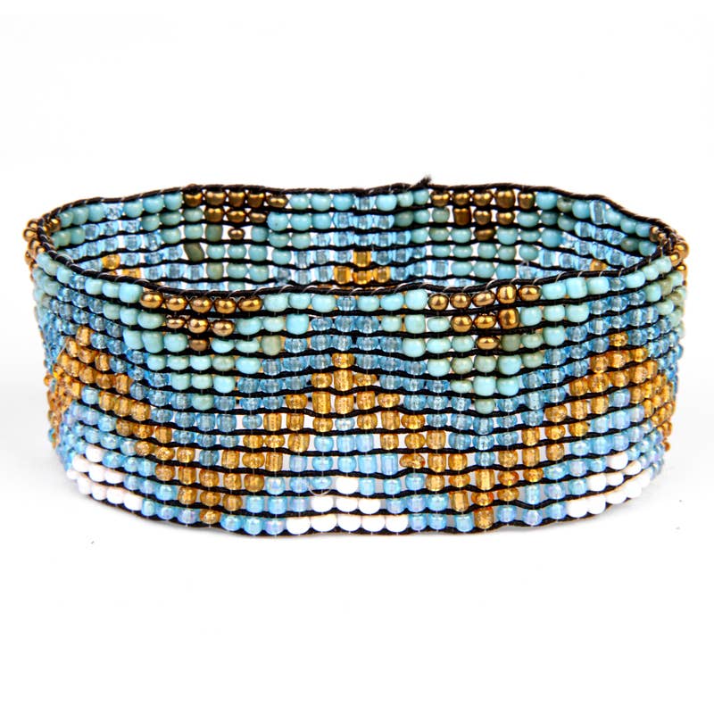 Chevron Seed Bead Stretch Bracelet | Small