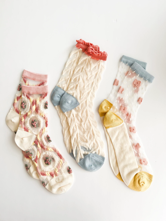Sheer Printed Socks