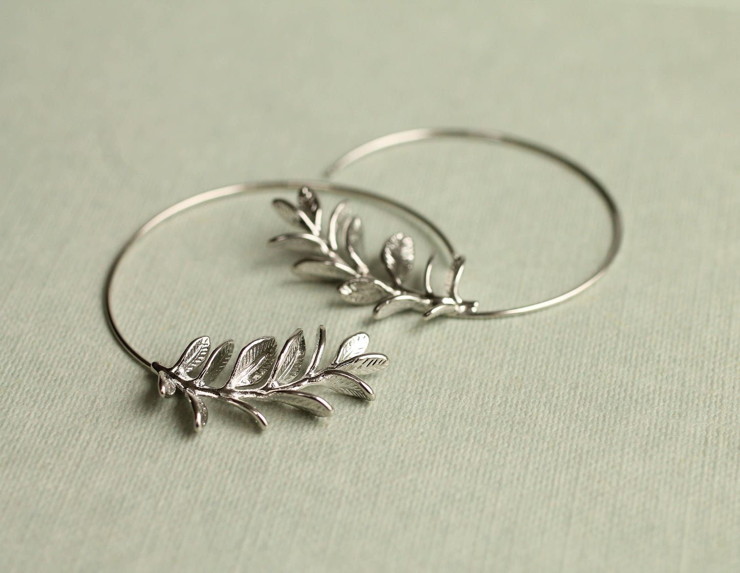 Rosemary Botanical Leaf Hoop Earrings