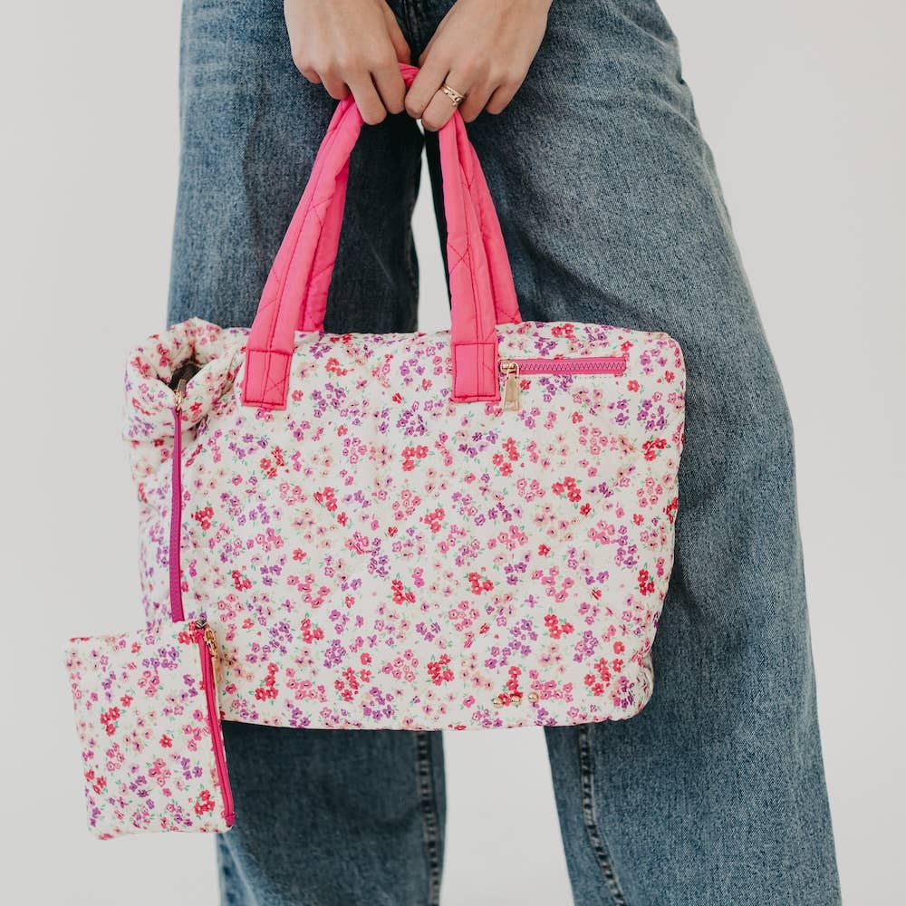 Presley Puffer Quilted Tote Bag With Pouch