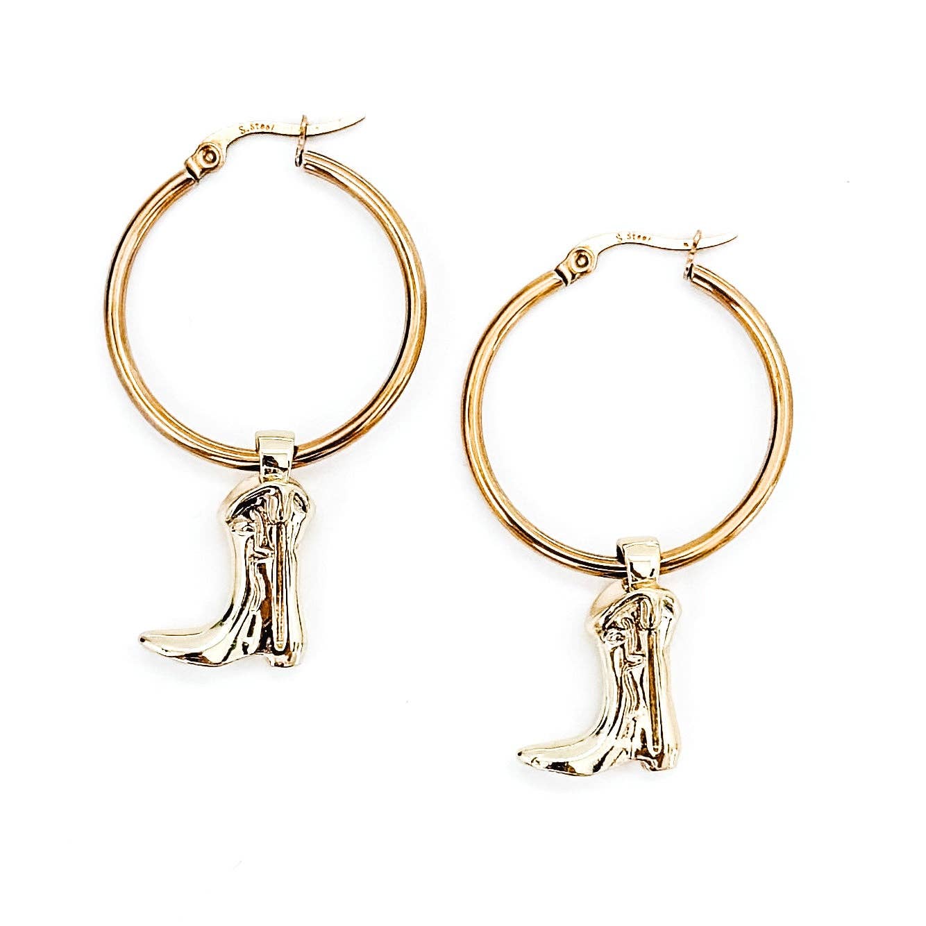Cowgirl Boot Charm Hoops