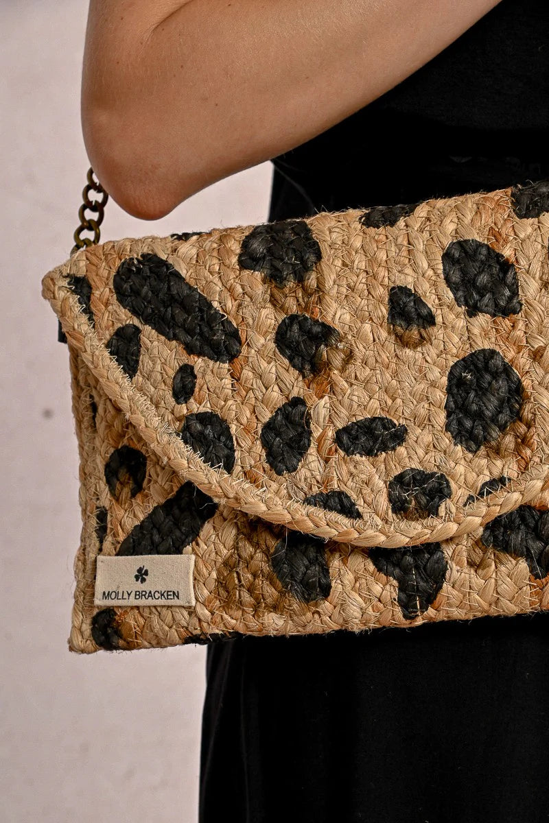 Leopard Jute Clutch