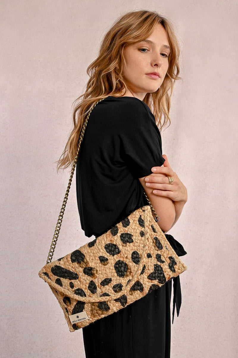 Leopard Jute Clutch