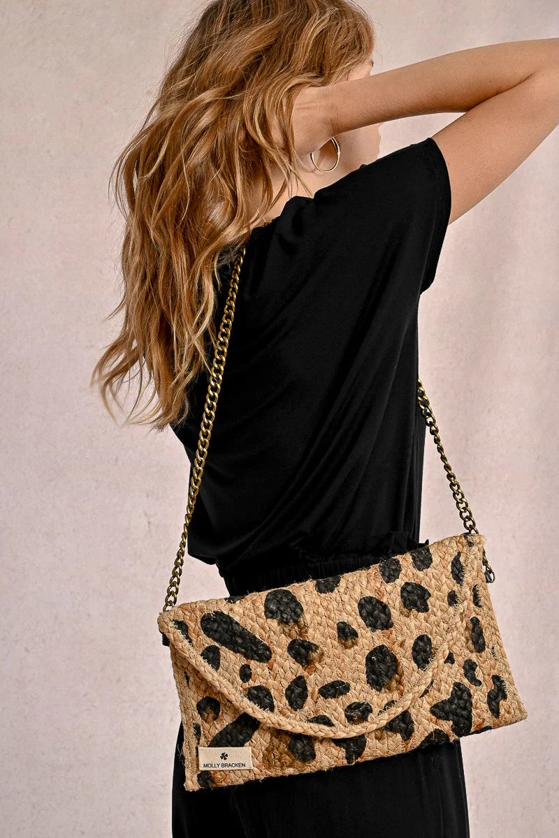 Leopard Jute Clutch