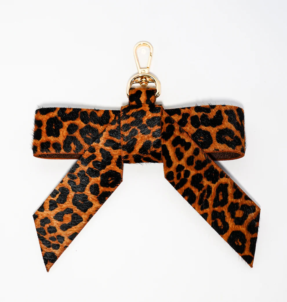 Leather & Calf Hair Bow Bag Charm