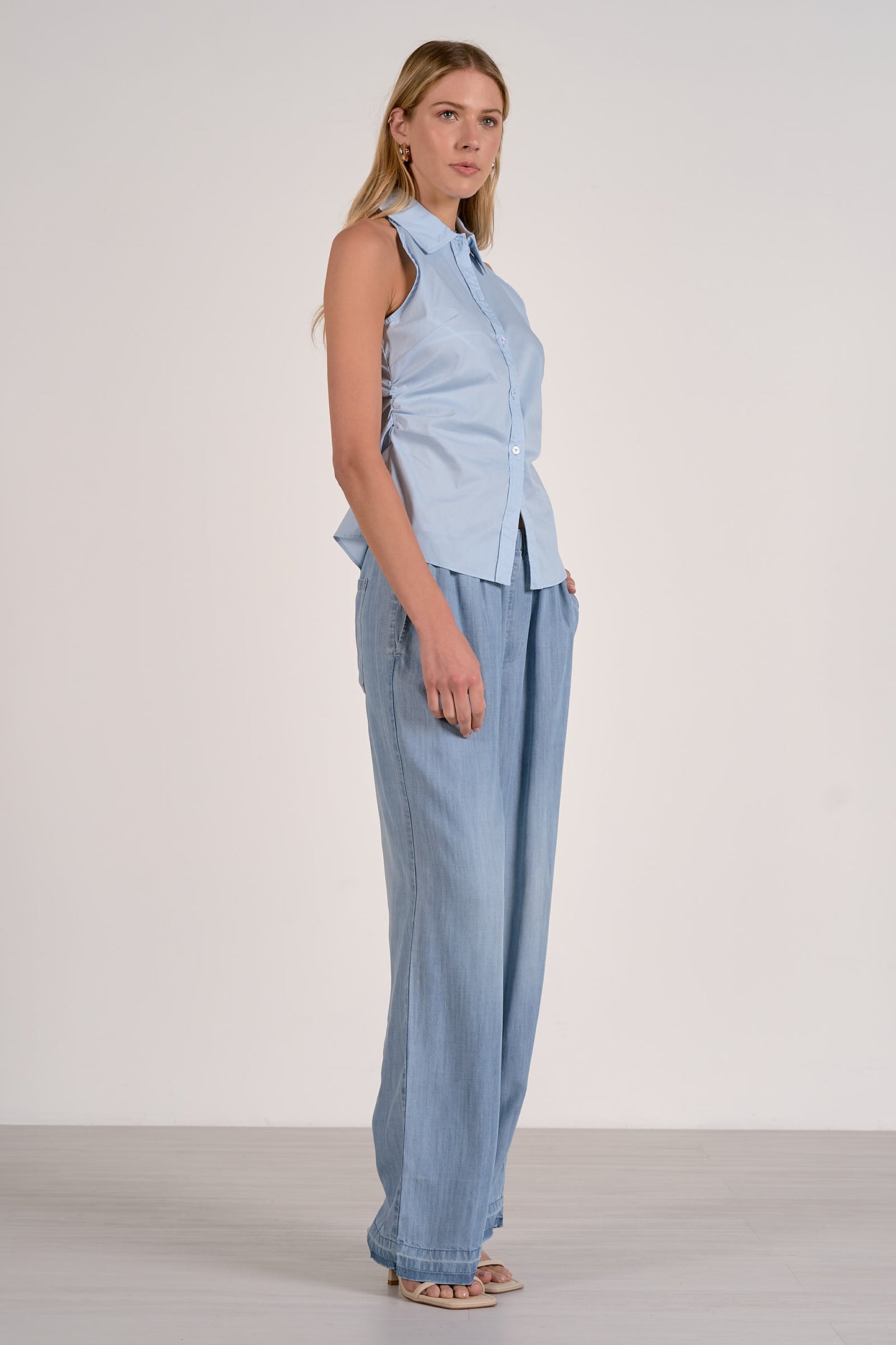 Sleeveless Button Down Top