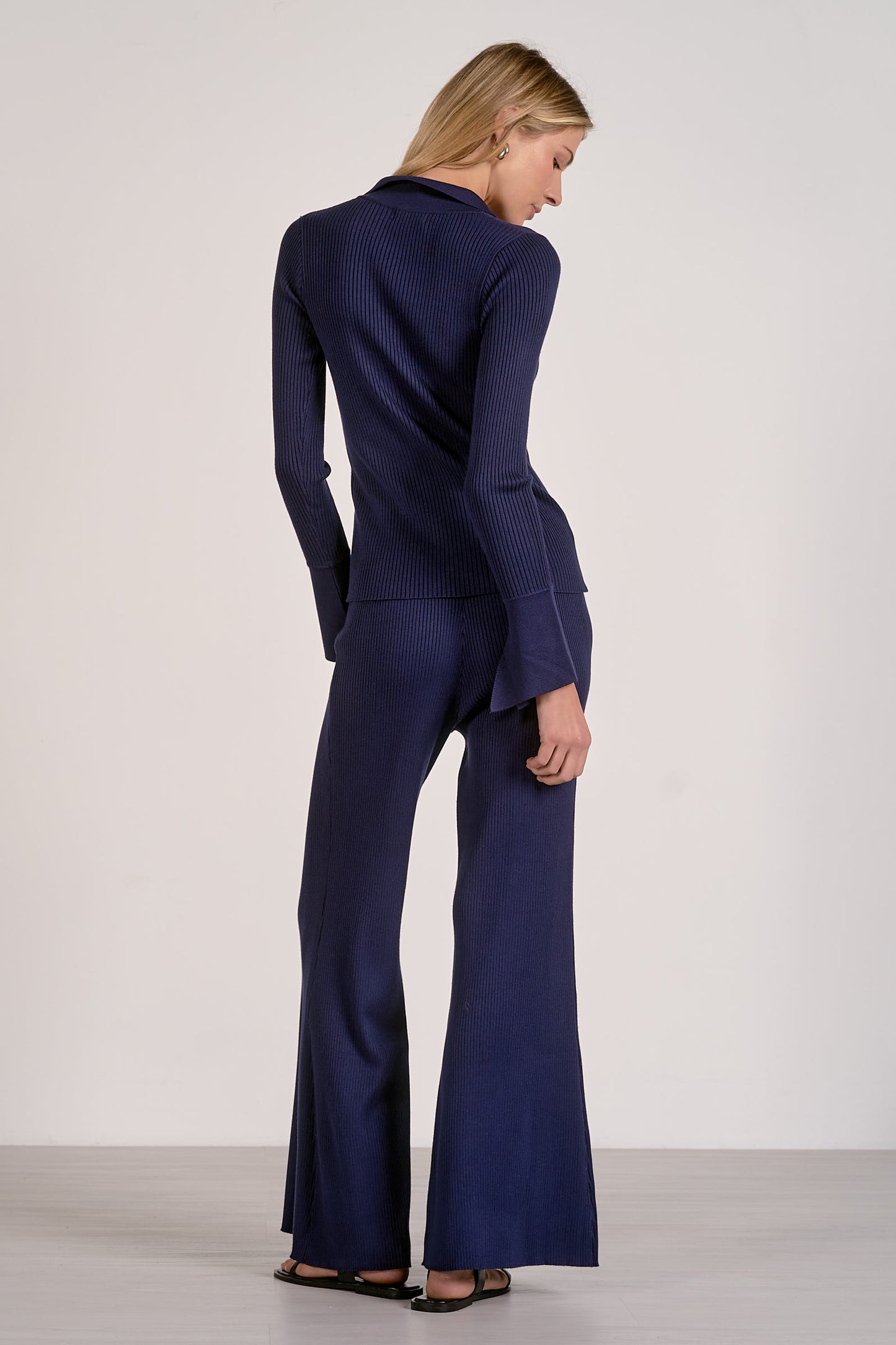 Ribbed Long Sleeve Polo