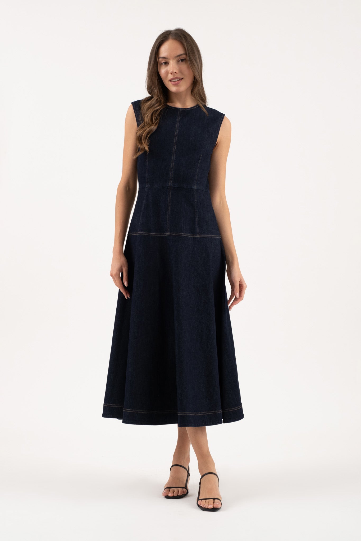 Denim A-Line Midi Dress