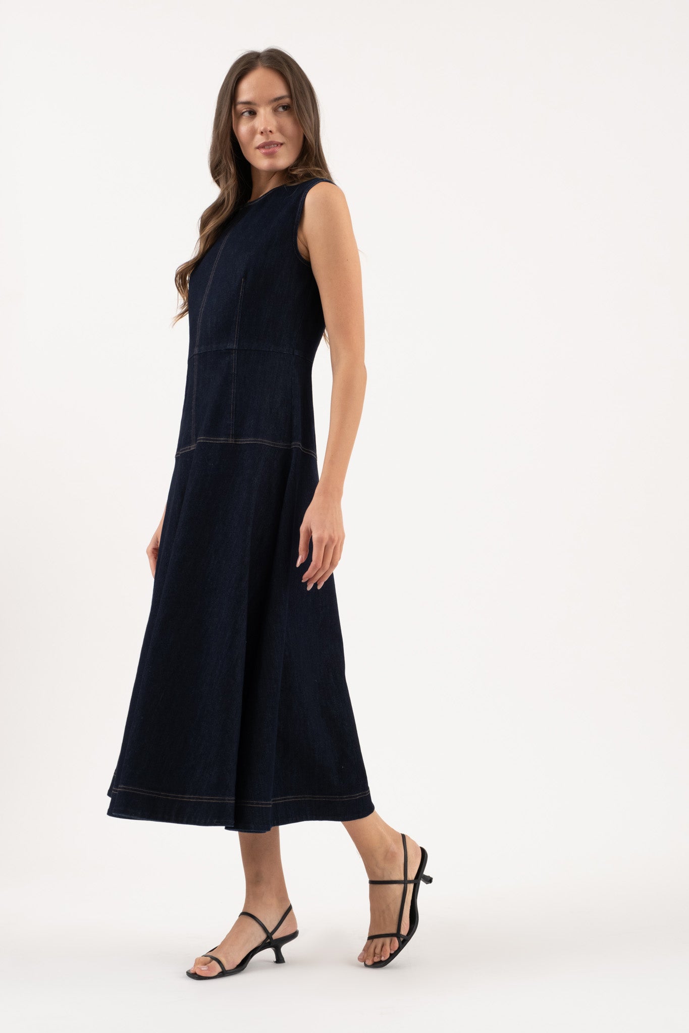 Denim A-Line Midi Dress