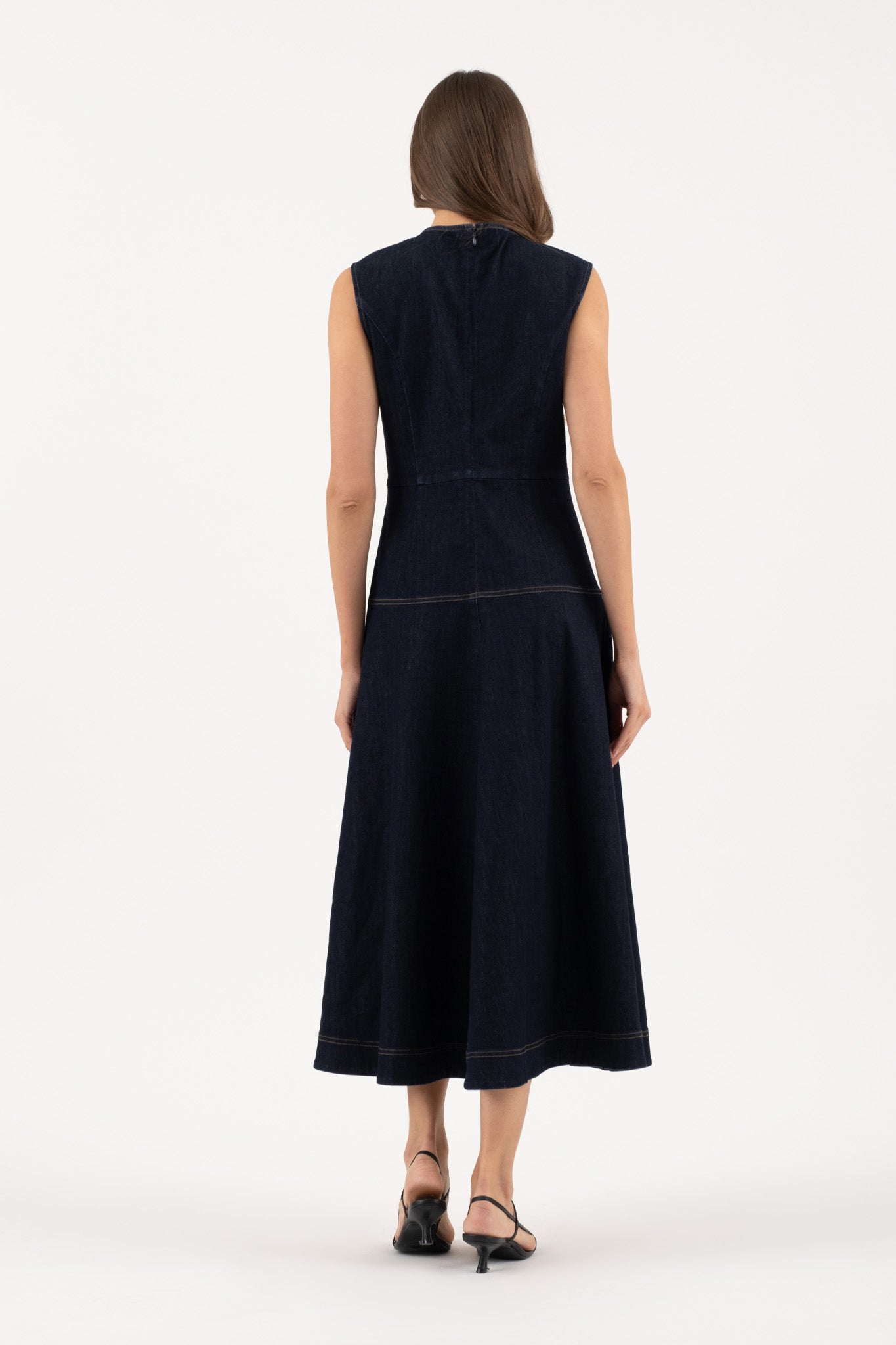 Denim A-Line Midi Dress