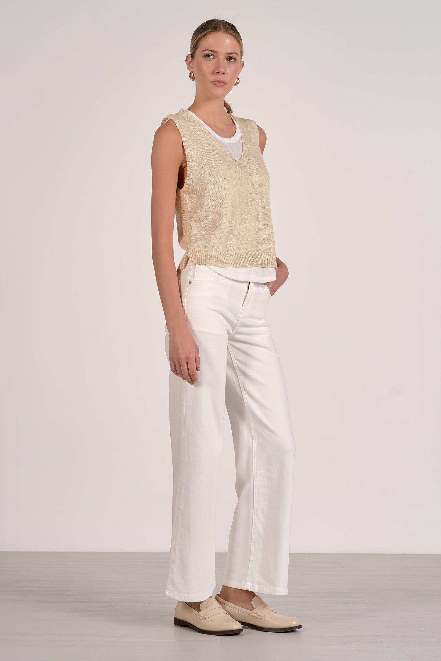 Sleeveless Mixed Media Top