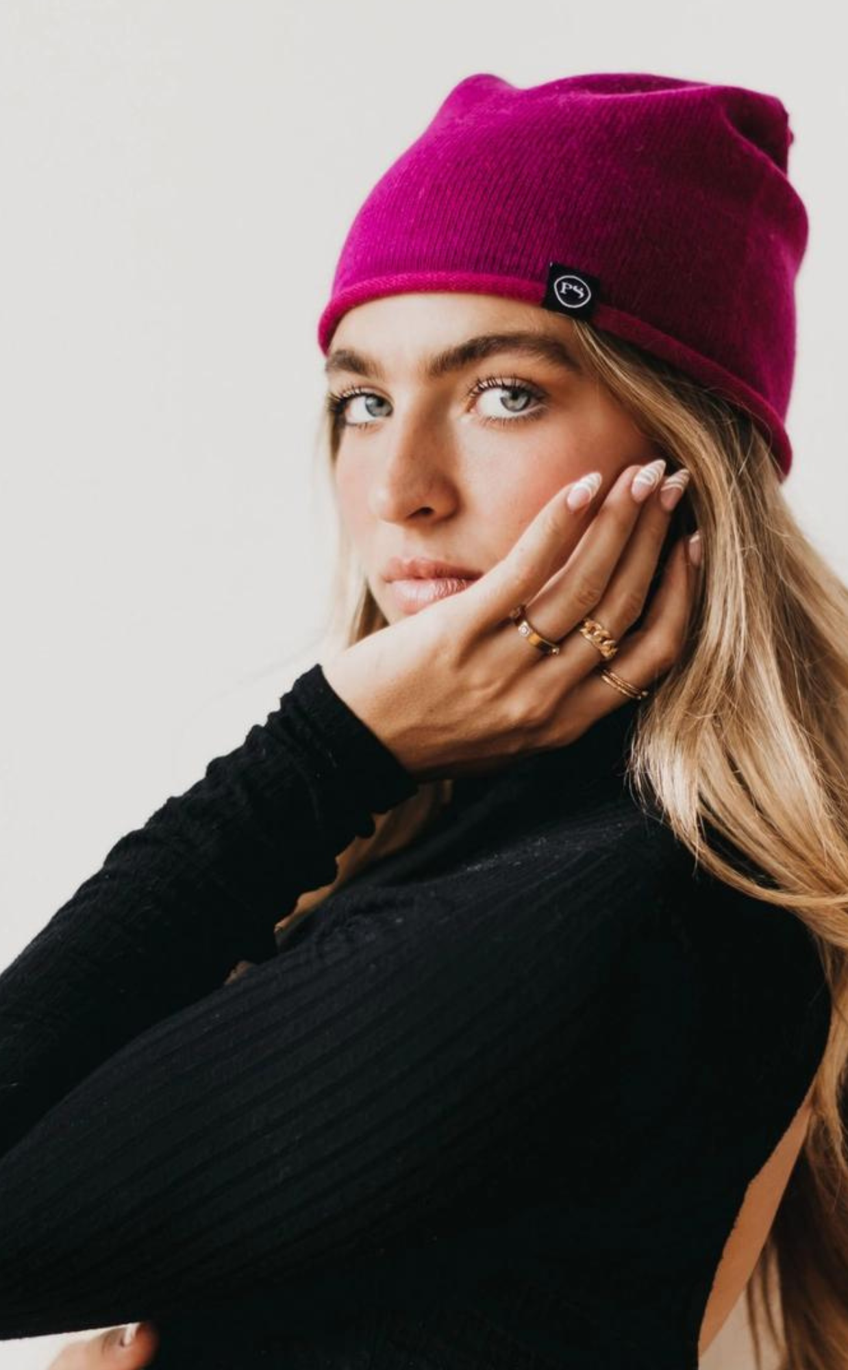 Rolled Edge Cashmere Beanie