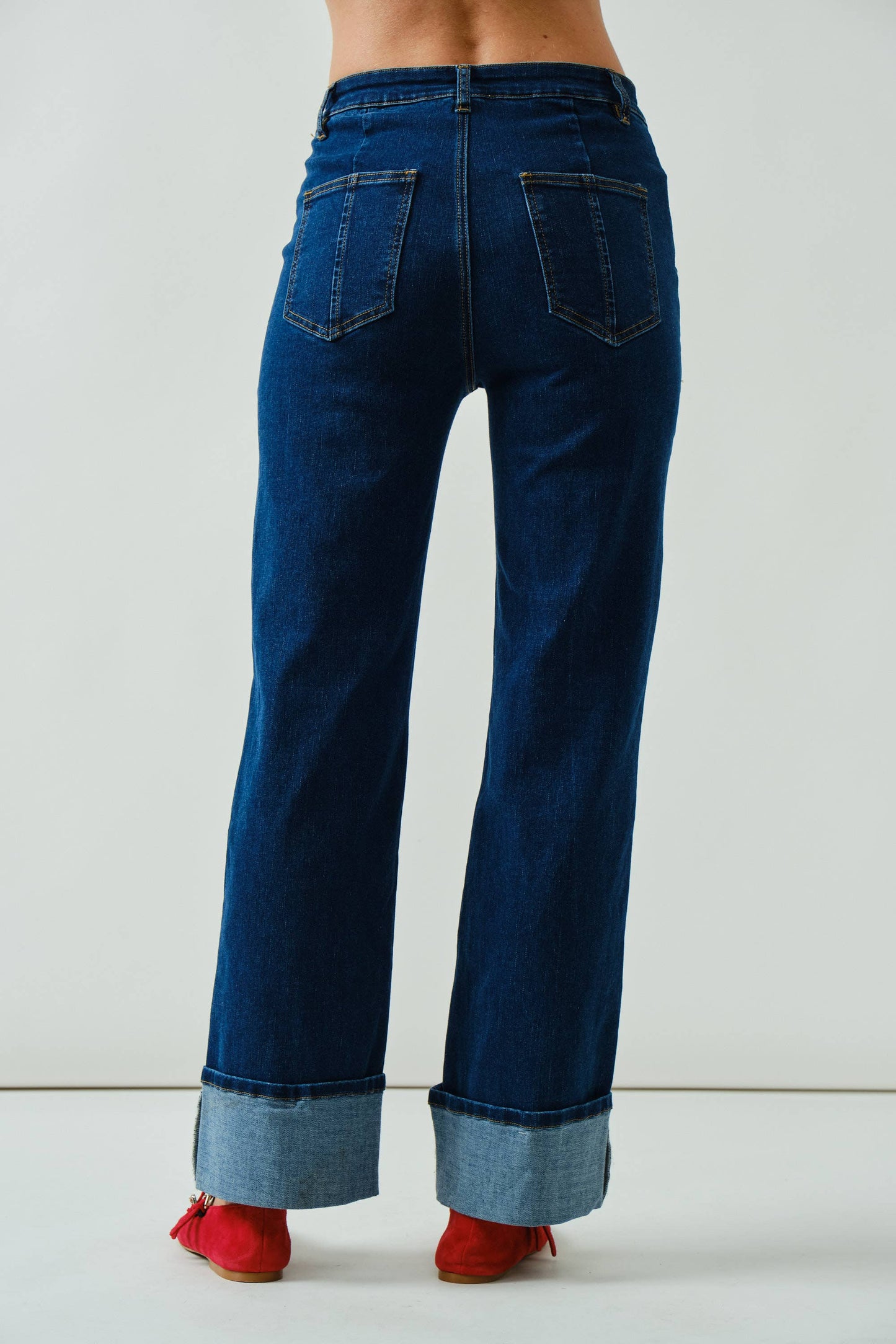 Super Stretch Stitch Detail Straight Jeans