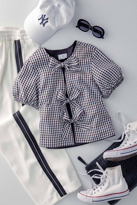 Bow Front Gingham Top
