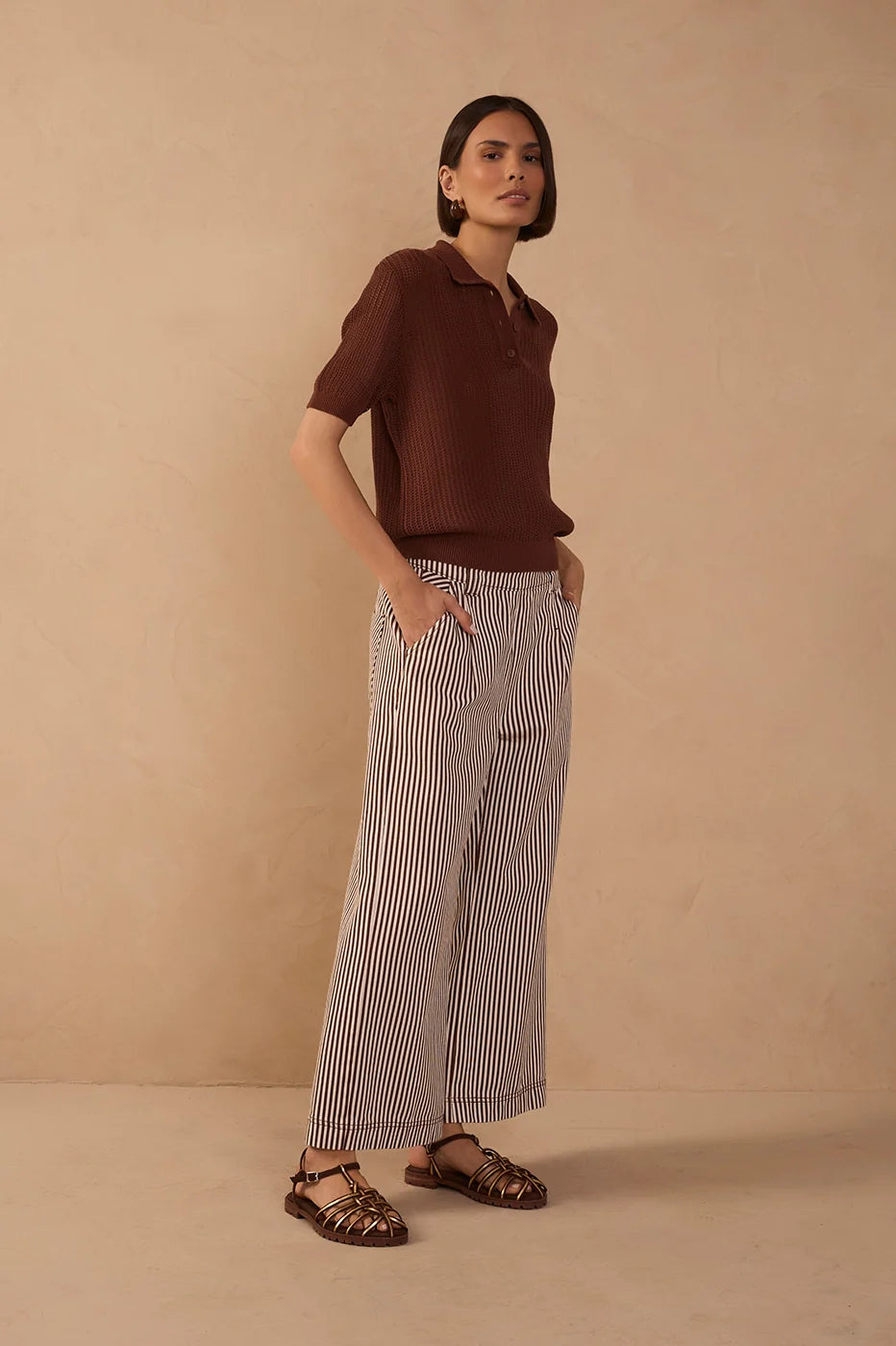 Wide-leg Twill Pants