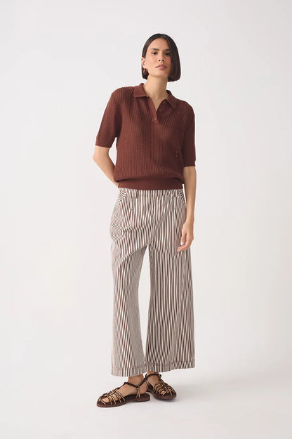 Wide-leg Twill Pants