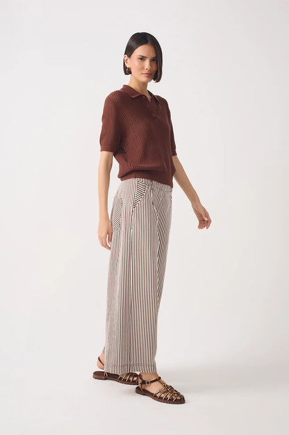 Wide-leg Twill Pants