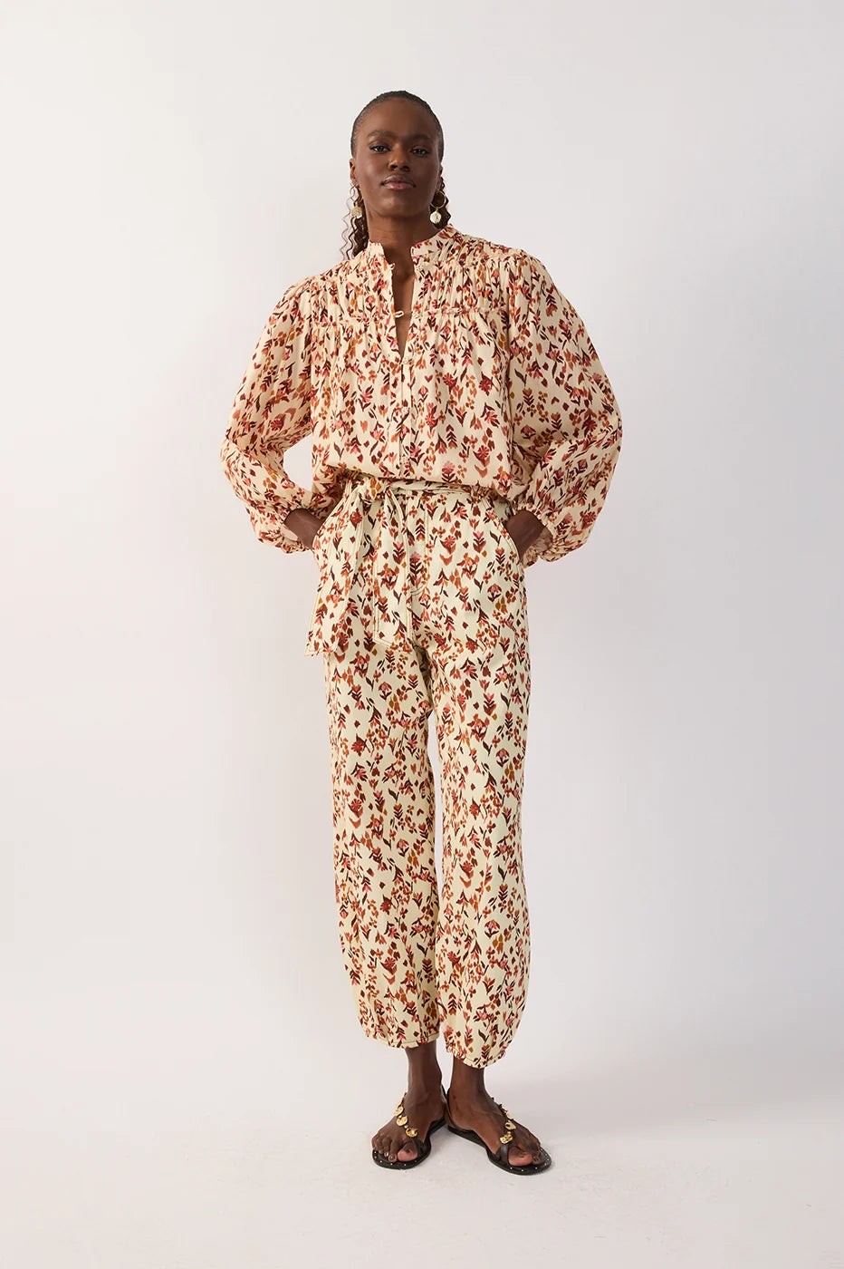 Jardim Ikat Twill Belted Pants