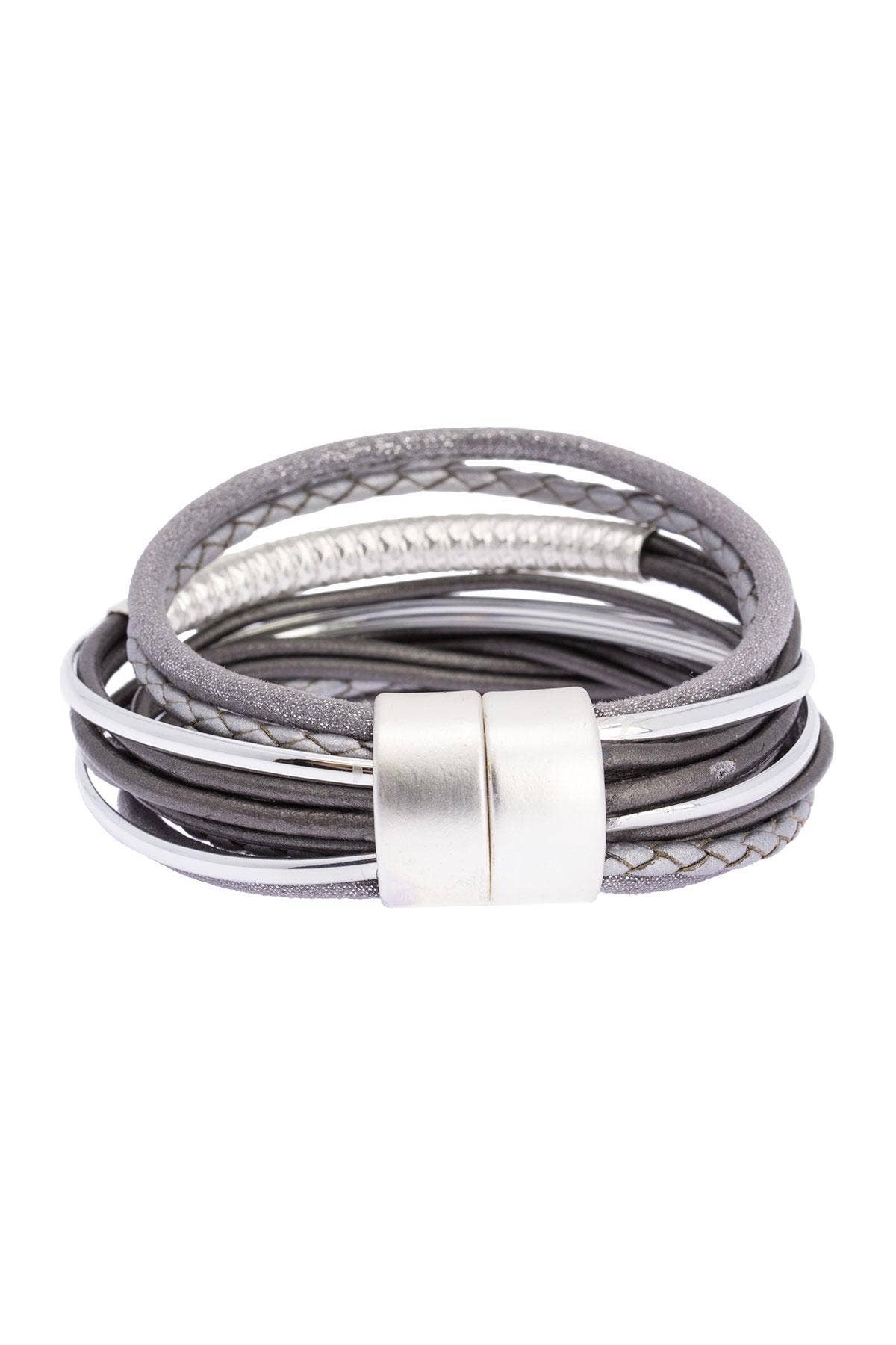 Multi Strand Shimmer Leather Bracelet