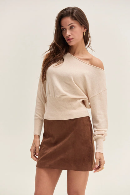 Cassie Cinched Waist Boatneck Sweater
