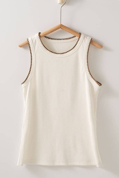 Contrast Trim Ribbed Tank Top