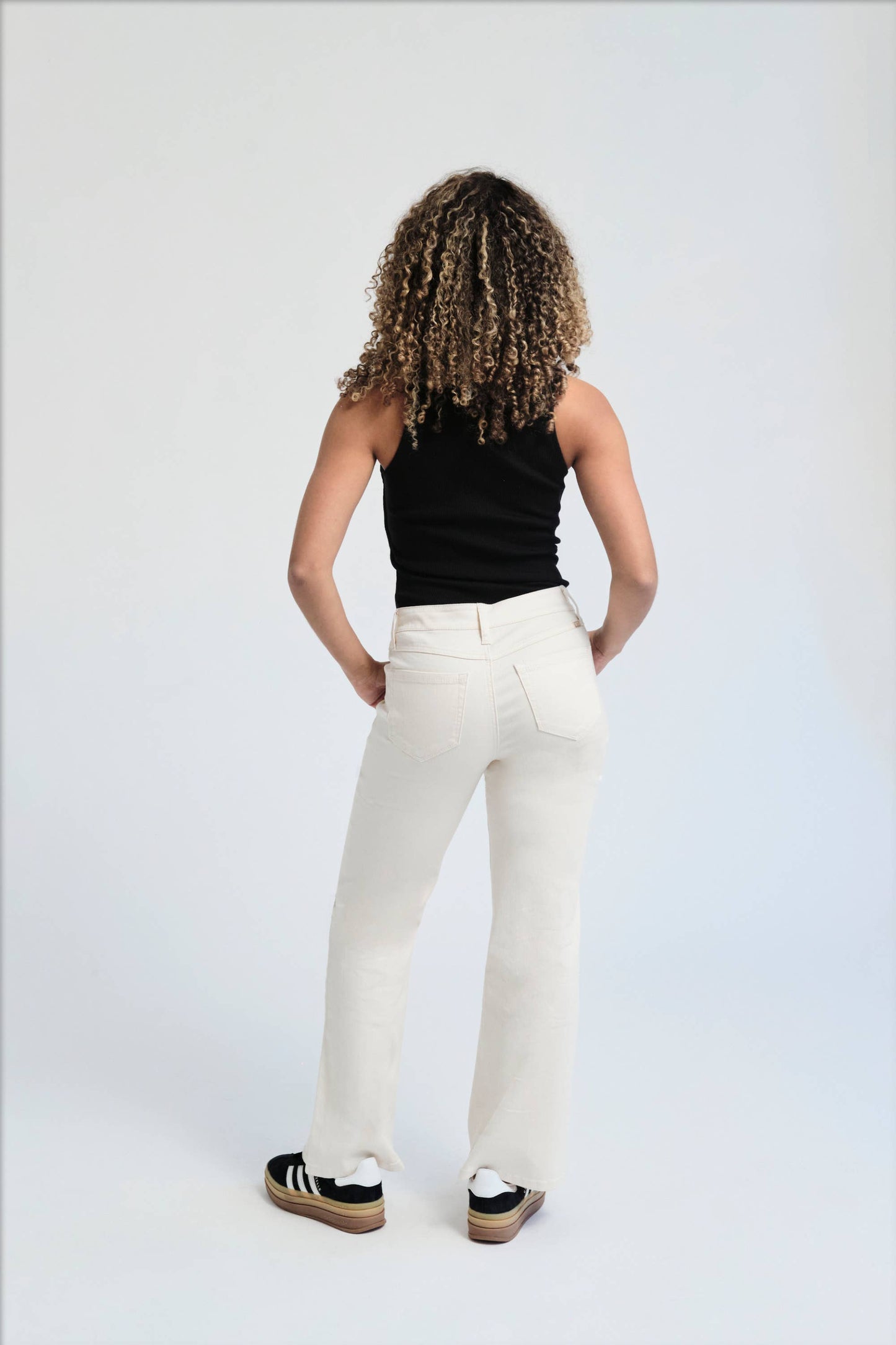 Petite Slim Wide Leg Jean in White Smoke