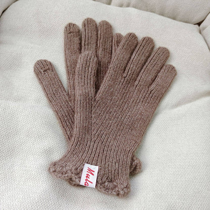 Scalloped Wool Fingerless Touchscreen Gloves