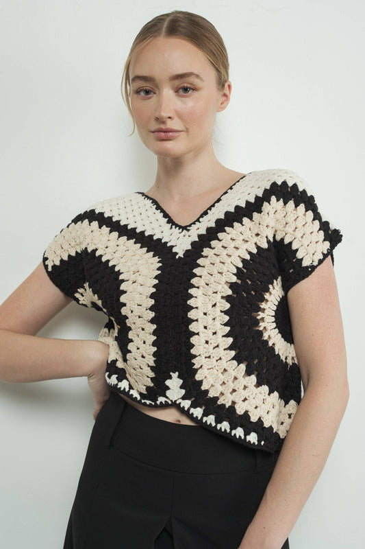 Crochet Short Sleeve Sweater