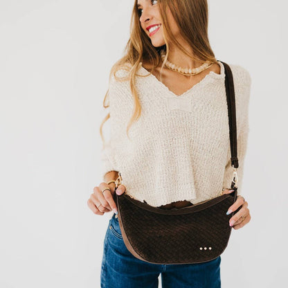 Paige Structured Suede Woven Crossbody