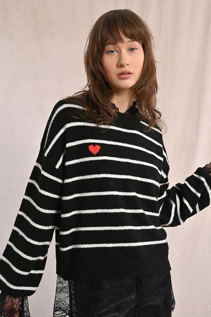 Stripe Heart Sweater