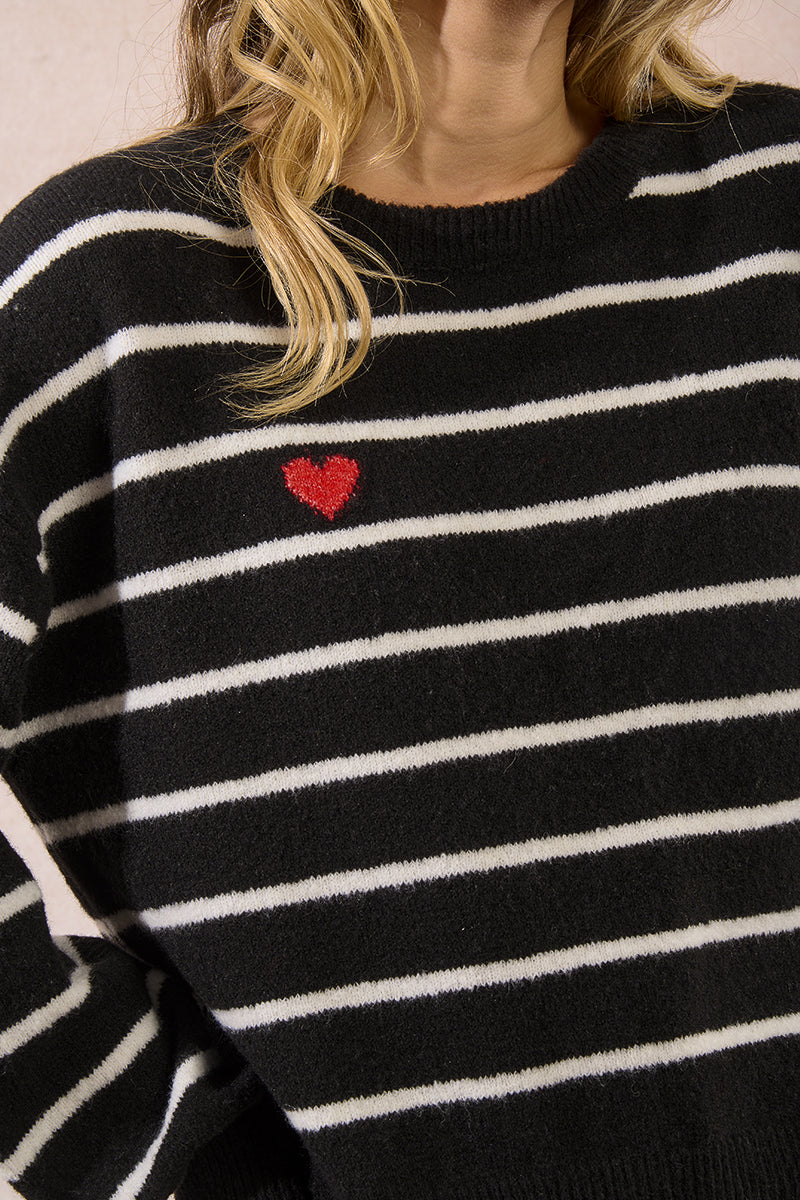 Stripe Heart Sweater