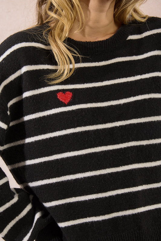 Stripe Heart Sweater
