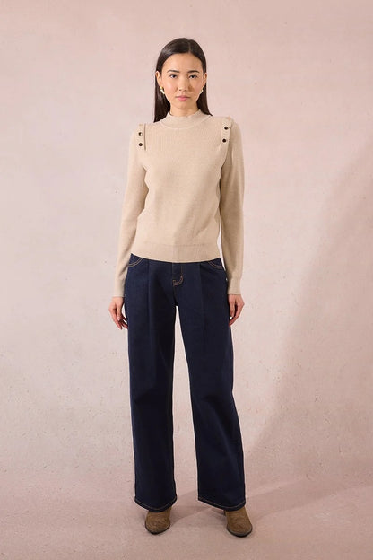 Button Shoulder Sweater