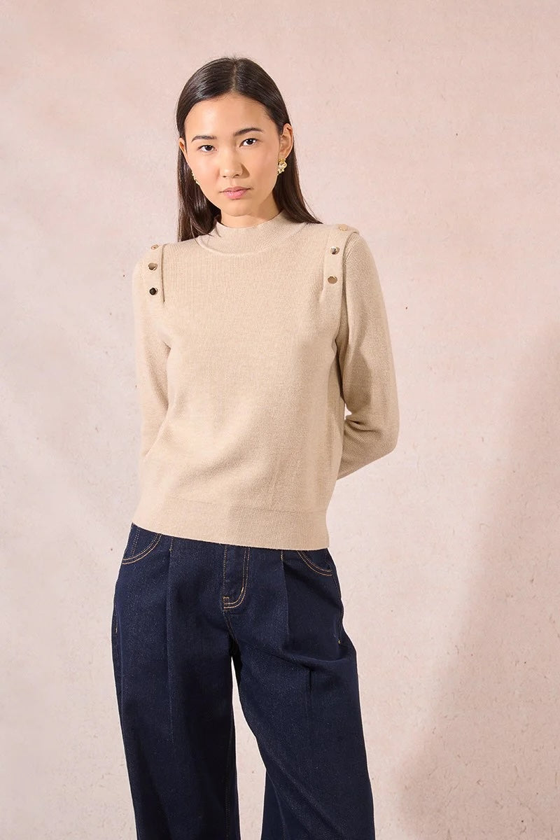 Button Shoulder Sweater