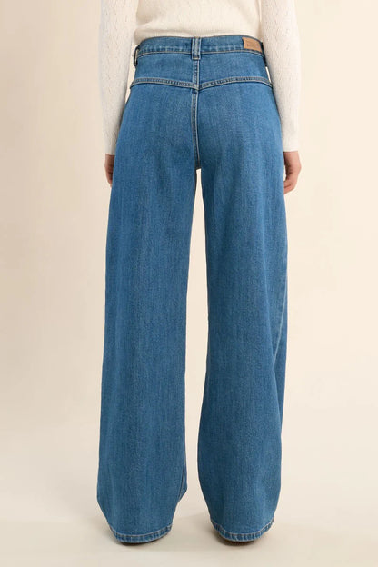Dual Stitch Pocket Wide Leg Jeans