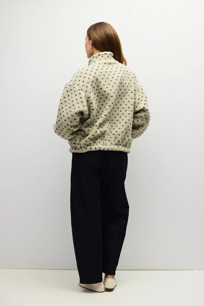The Leslie Jacket | Sherpa Dotted Turtleneck Jacket