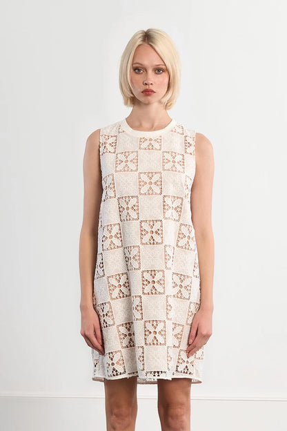 Lace Overlay Shift Dress