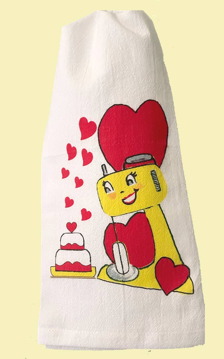 Love Cake Valentine Hearts Kitchen Towel