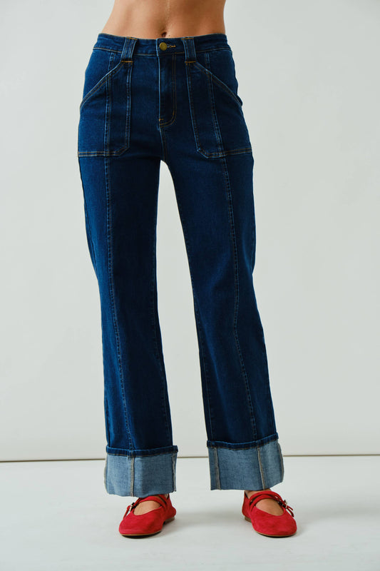 Super Stretch Stitch Detail Straight Jeans