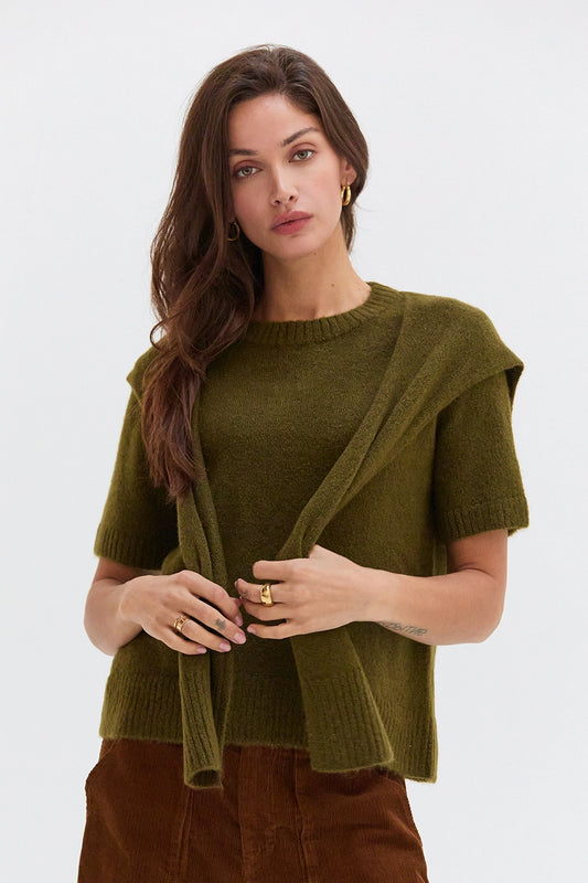 Remi Faux-Layered Knit Sweater