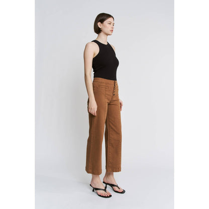 High Rise Cropped Wide Leg Jeans in Caramel
