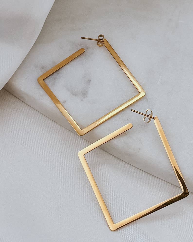 Eliora Gold Open Square Earrings