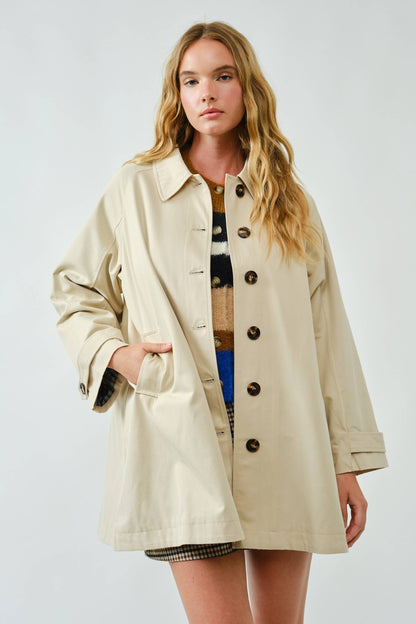 A-Line Trench With Plaid Lining