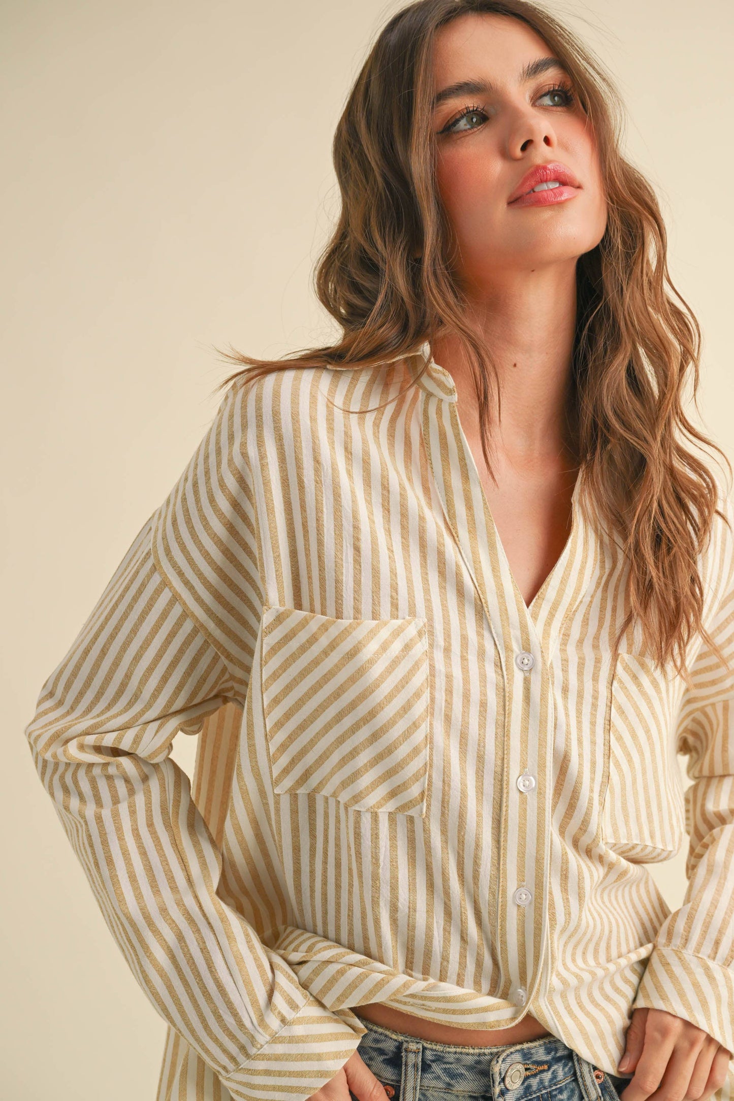 Striped Pattern Button Down Shirt