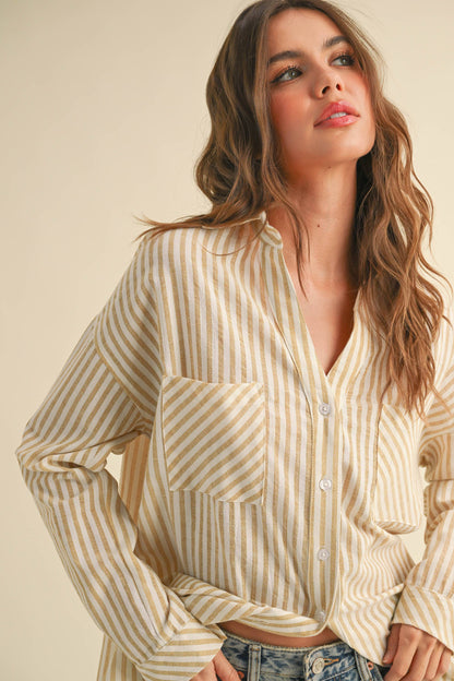 Striped Pattern Button Down Shirt