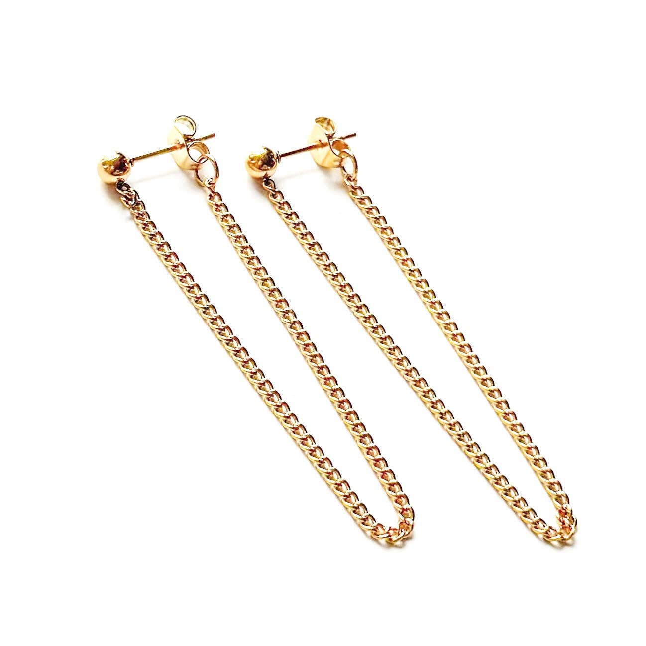 Ezio Gold Stud Chain Drop Earrings