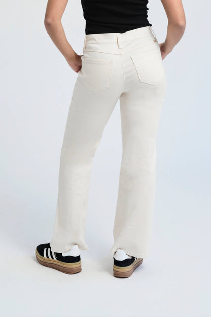 Petite Slim Wide Leg Jean in White Smoke