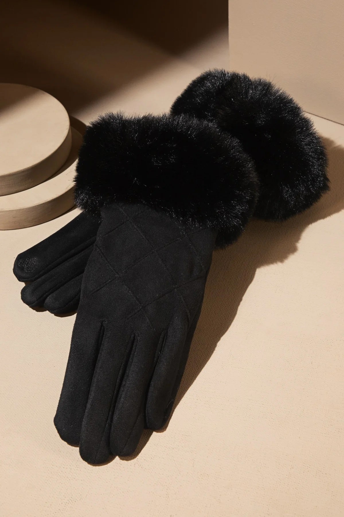 Faux Fur Trim Gloves