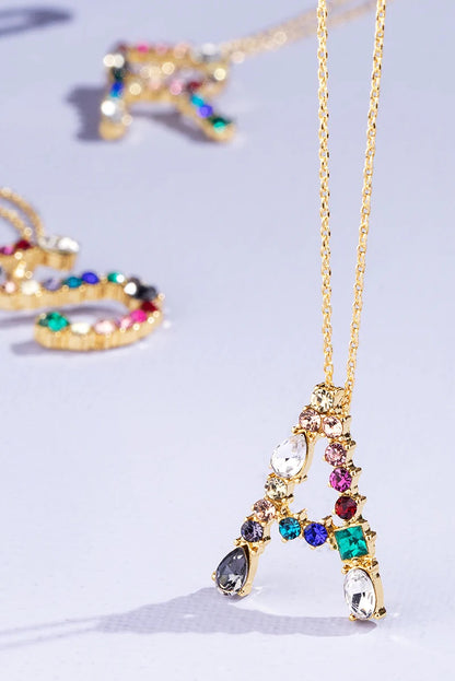 Rhinestone Multi-Color Initial Necklace